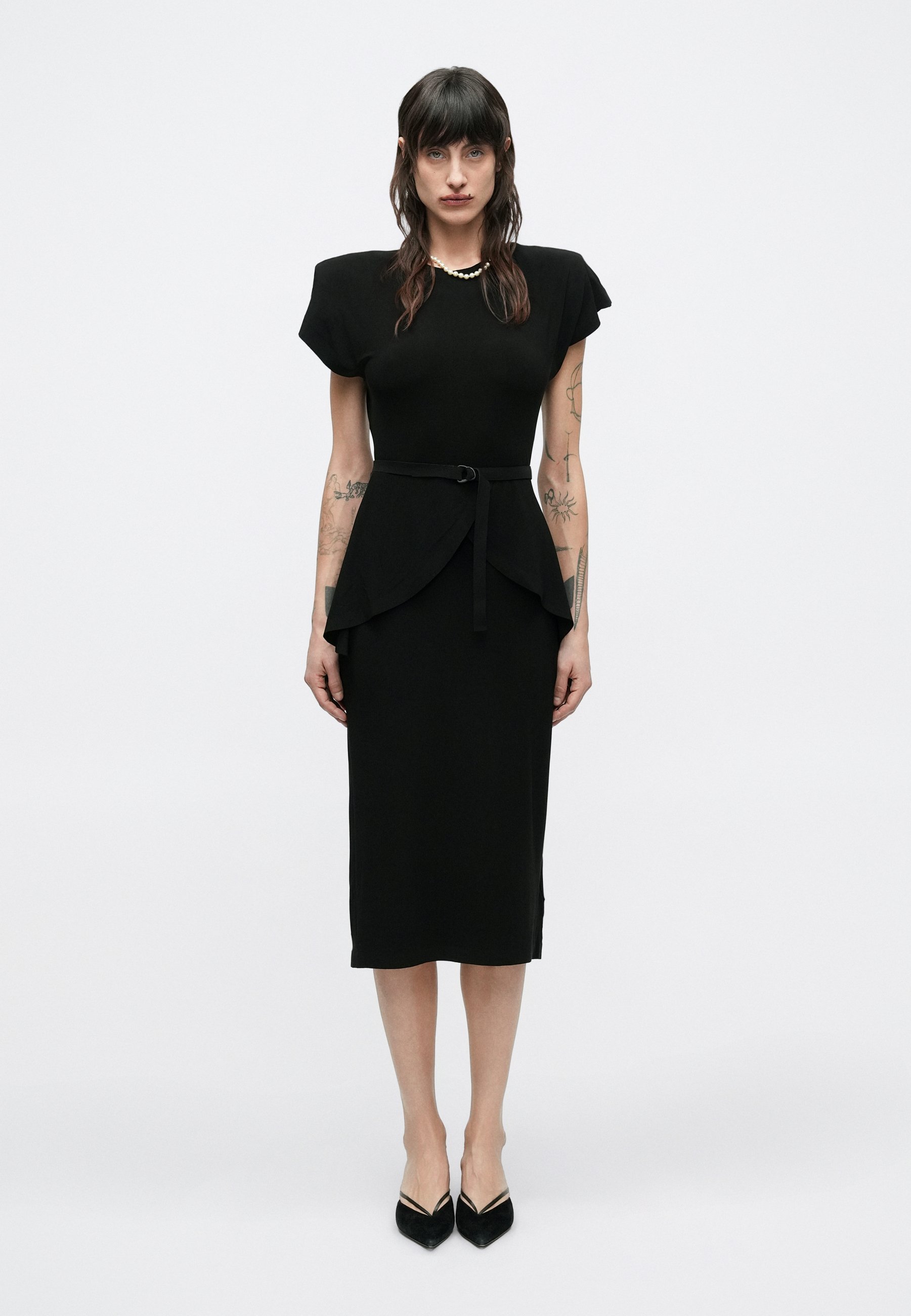Norma Kamali SLEEVE SHOULDER PAD PEPLUM DRESS - Jersey dress