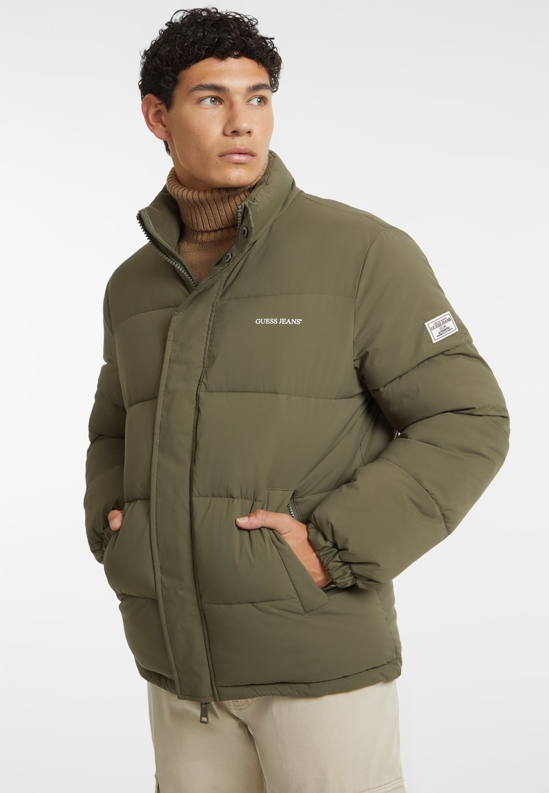 Guess Jeans REG LENGHT PUFFER JACKET - Winter jacket - vert olive
