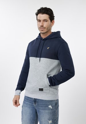 WAFFLE HOODIE - Kapuzenpullover - navy/light grey melange