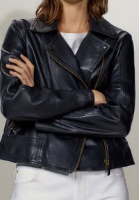 Massimo Dutti Veste en cuir - black