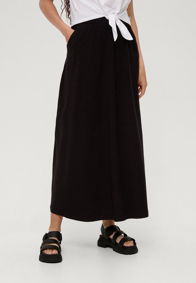 QS AUS STRETCH Jupe longue schwarz/noir ZALANDO.FR