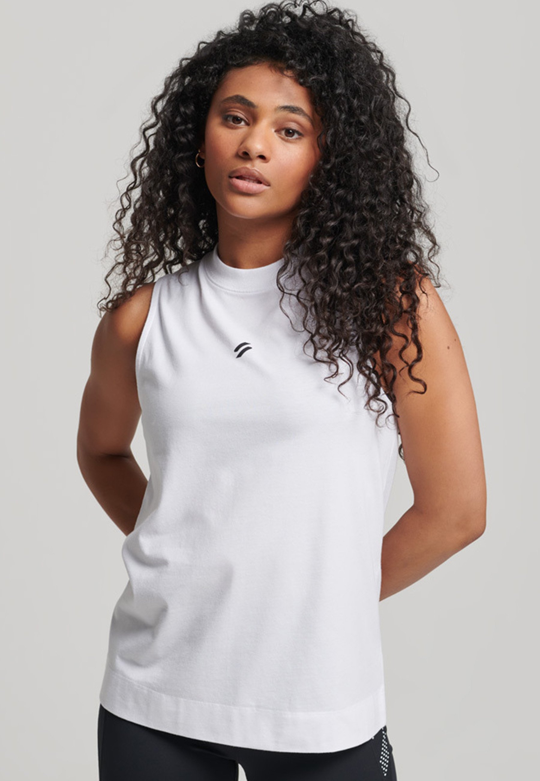 Superdry Sport Train Longline Mock Neck Tank Top, White