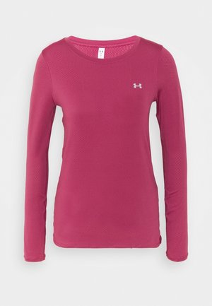 Sportshirt met lange mouwen in felroze, gemaakt van ademende, gestructureerde stof. Heeft een ronde hals en een klein logo op de borst.