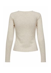 Beige geribd top met lange mouwen, een aansluitend silhouet en een ronde halslijn, met een gladde textuur en strakke naden.