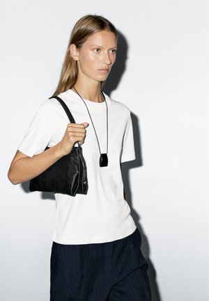 Massimo Dutti SHORT SLEEVE INTERLOCK WITH CREW NECK - T-shirts basic - white