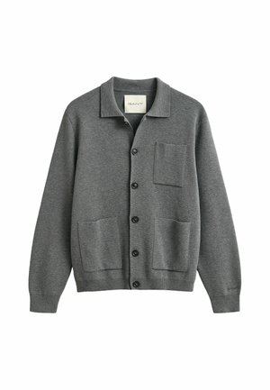GANT, GANT MILANO KNIT CARDIGAN - Strickjacke - charcoal melange
