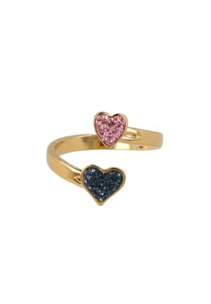 TWIN HEARTS - Ring - gold coloured/blue and pink