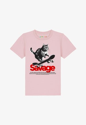 watapparel, SAVAGE CAT - T-shirt print - cotton pink