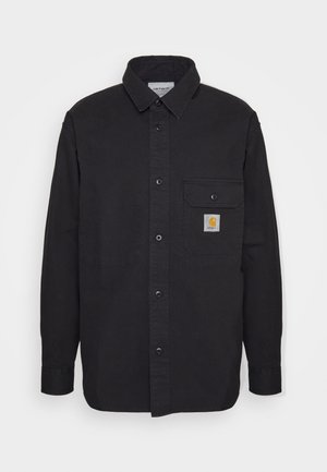 Schwarzgeknöpfte Hemd aus Baumwolle mit einer Brusttasche und einem Logopatch, einem spitzen Kragen und langen Ärmeln.