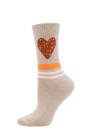 HERZ - Socken - dunkel beige meliert