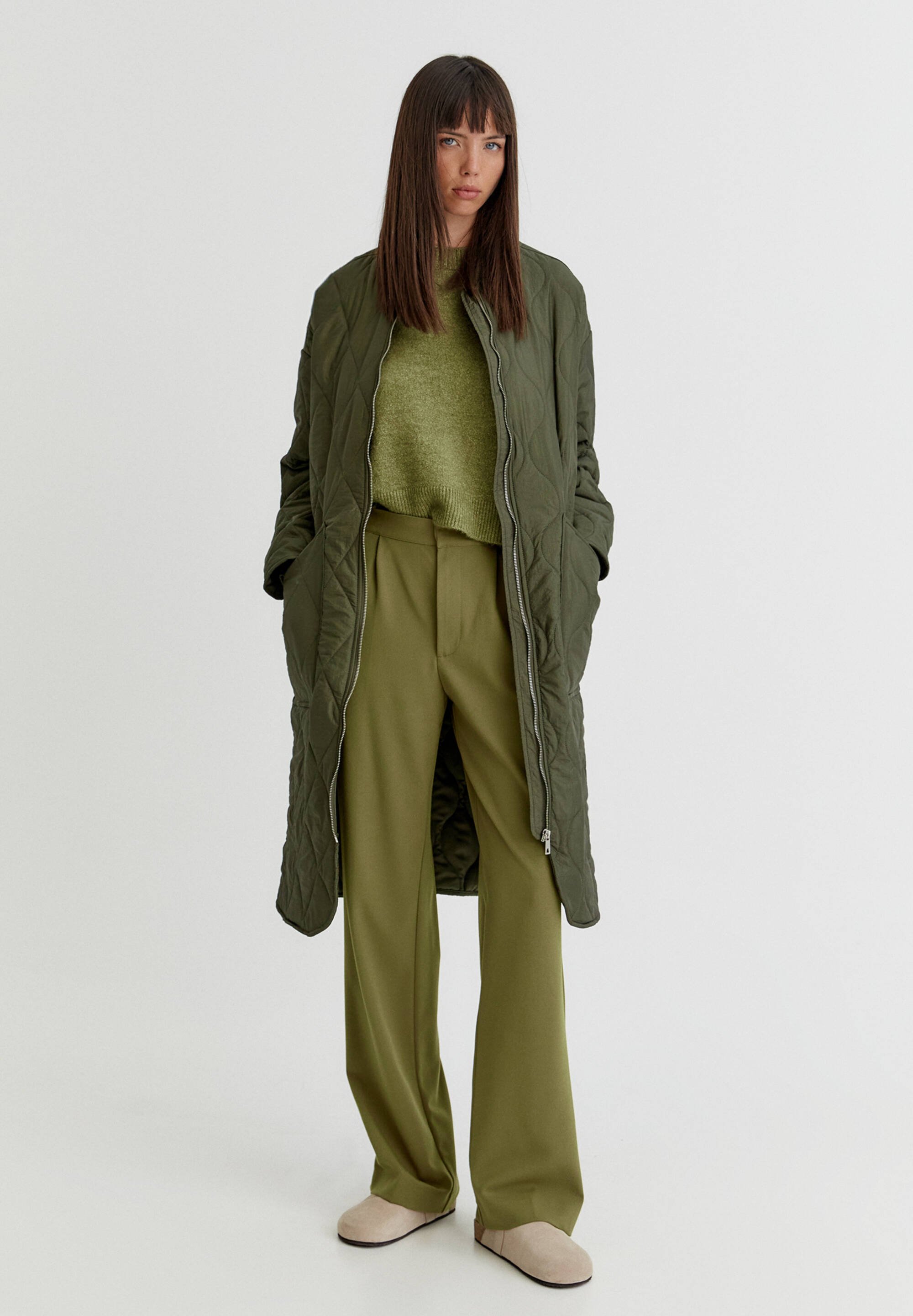 pull and bear green coat