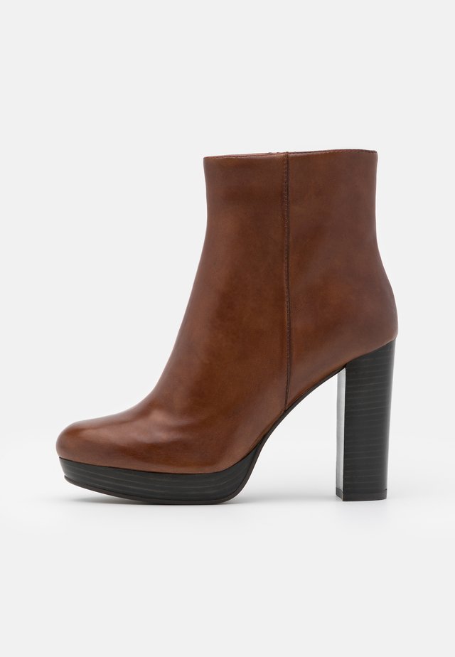 BARRY - High heeled ankle boots - cognac