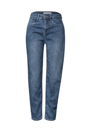 Street One, HIGH WAIST BARREL LEG JEANS MIT STREIFEN - Jeans fuselé - mid blue stripe washed