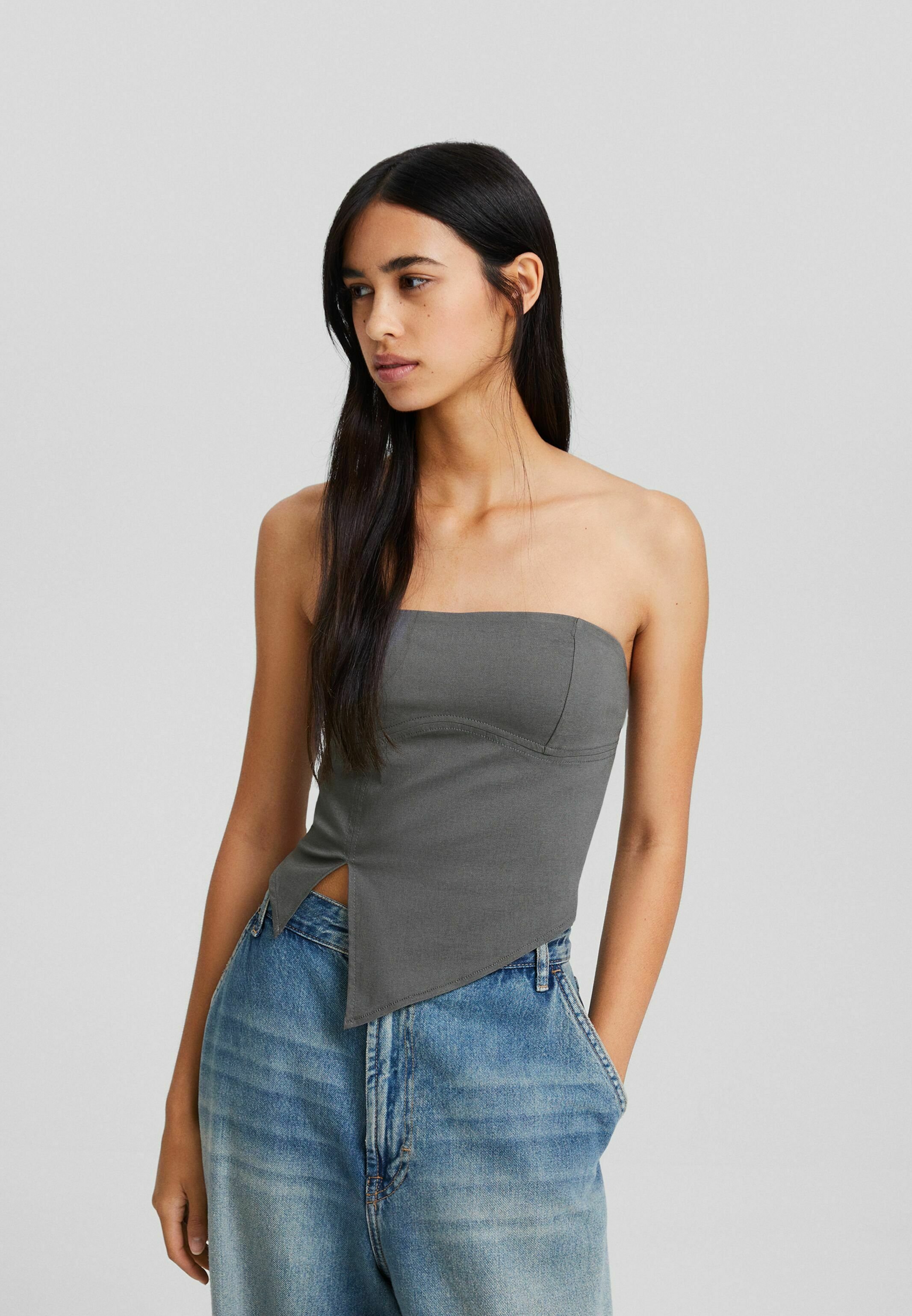 Top corto morbido con spalline - Lilla - Donna