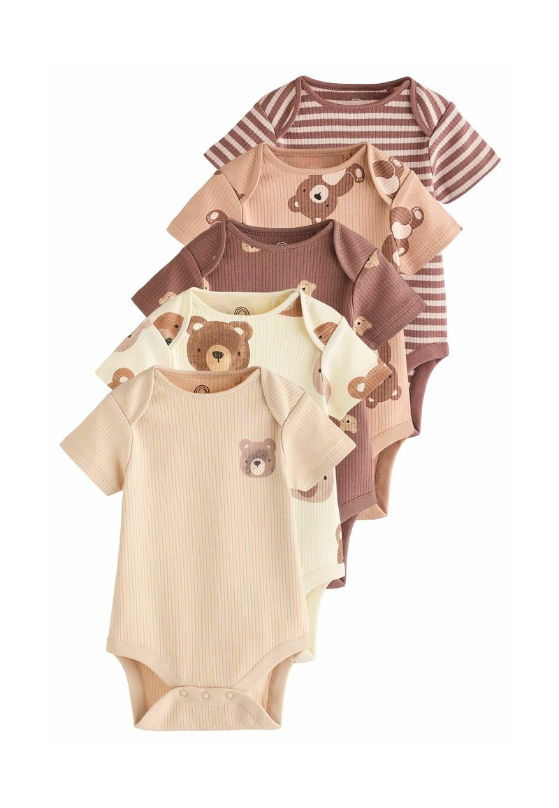 Next SHORT SLEEVE  5 PACK REGULAR FIT - Glaustinukė - brown bear face