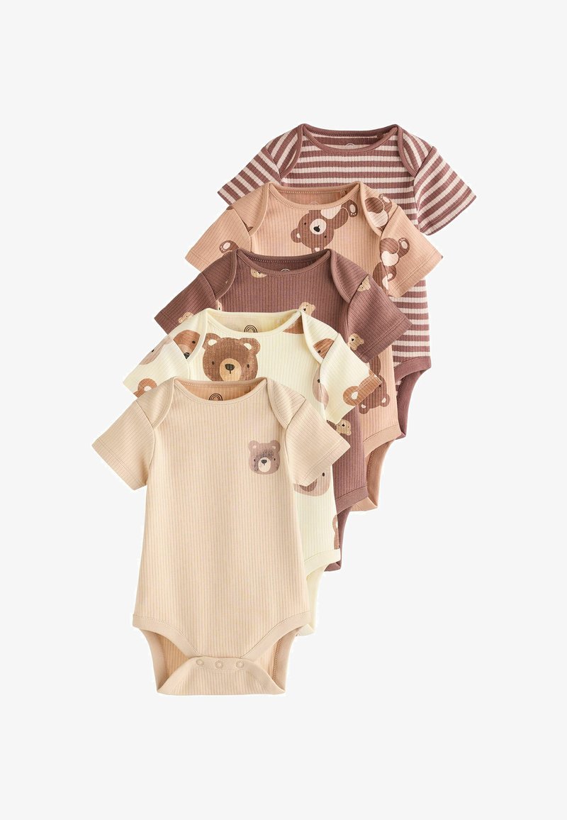 Next SHORT SLEEVE 5 PACK REGULAR FIT - Glaustinukė - brown bear face