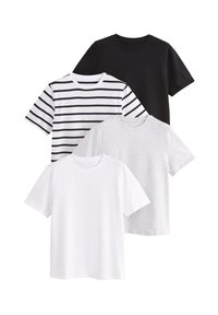 4 PACK SHORT SLEEVE  - REGULAR FIT - Apdrukāts T-krekls - black grey white stripe