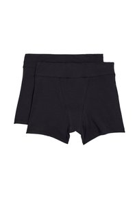 Boxer shorts en coton noir avec une texture lisse, dotés d'une large ceinture et sans motifs ni embellissements visibles. Deux paires incluses.
