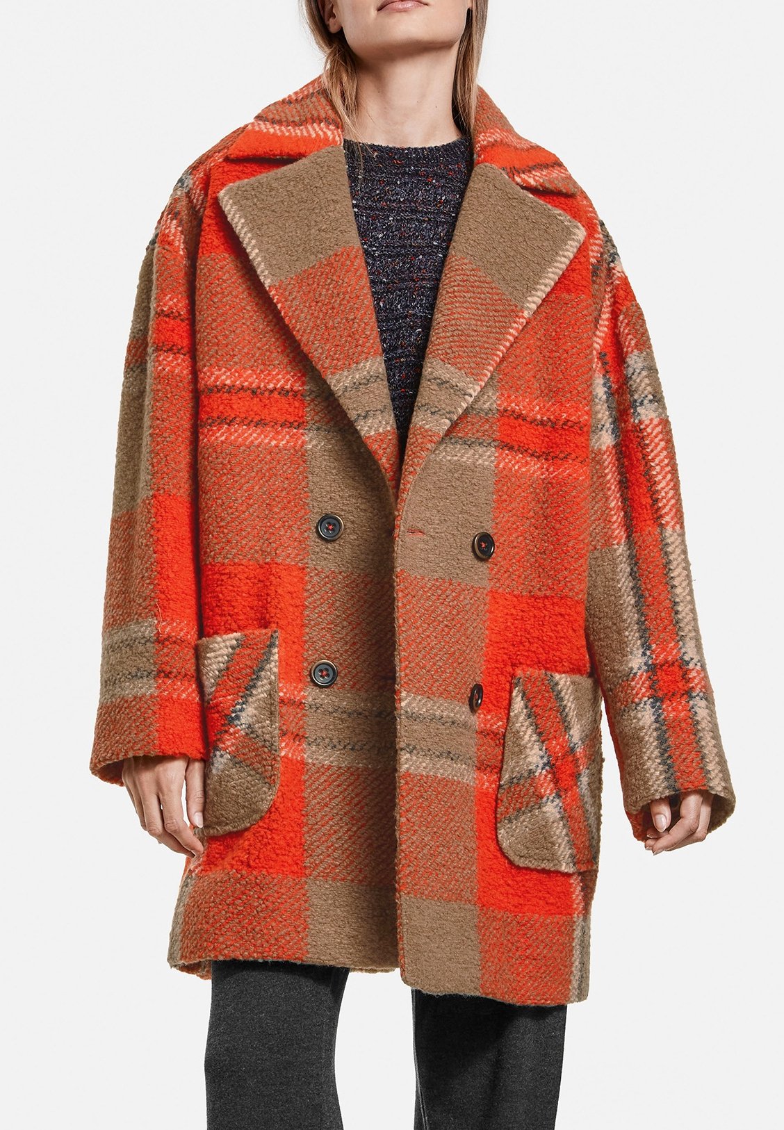 Taifun MIT KAROMUSTER - Abrigo clásico - chili gemustert/rojo - Zalando.es