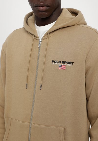 Polo Ralph Lauren POLO SPORT FLEECE FULL ZIP  HOODIE - Tröja med dragkedja - desert khaki/black