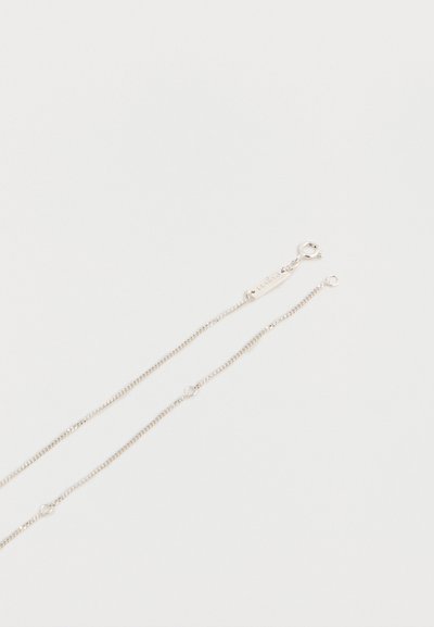 Λεπτό αλυσίδα από ασήμι με μικρούς κυκλικούς κρίκους και κούμπωμα με ελατήριο σε απλό λευκό φόντο.