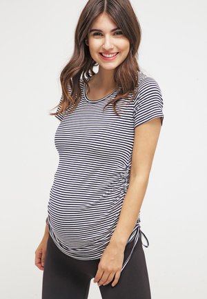 GATHERED - T-shirt estampada - navy ecru stripe