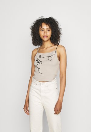 LINE DETAIL CAMI CROPPED - Top - beige