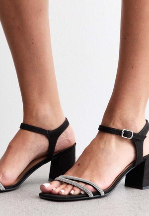 New Look EMBELLISHED BLOCK HEEL - Riemensandalette - black