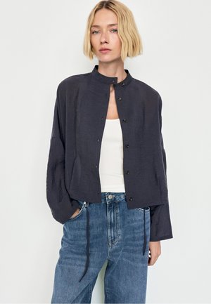 Massimo Dutti, STAND COLLAR BOMBER JACKET WITH BUTTON DETAILS - Leichte Jacke - blue denim