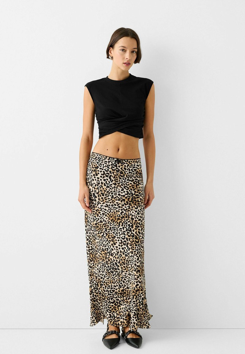 Bershka Maxirok donkerbruin mêleerd Bershka Maxirok donkerbruin mêleerd