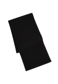 Écharpe rectangulaire noire en tissu doux, présentant une texture lisse sans motifs visibles ni accessoires métalliques.