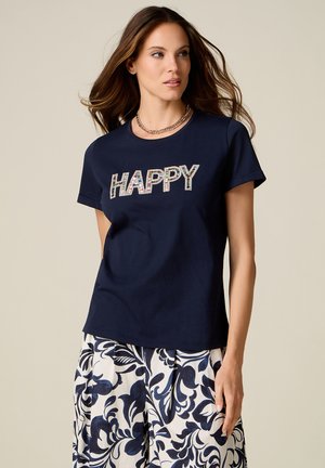 Oltre, T-SHIRT CON APPLICAZIONE LETTERING - T-Shirt print - blu