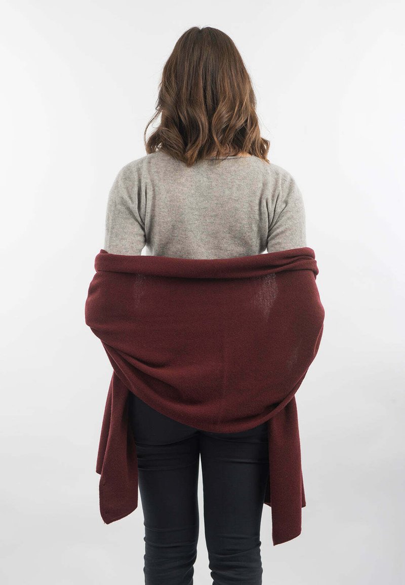 Sciarpa Foulard in Seta Cotone colore nero bordata in canetè color bordeaux - Caterina Quartana