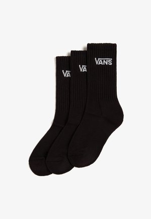 Czarne bawełniane skarpetki z okrągłym wykończeniem o prążkowanej strukturze, z białym logo "VANS" na mankiecie. Zestaw trzech par.