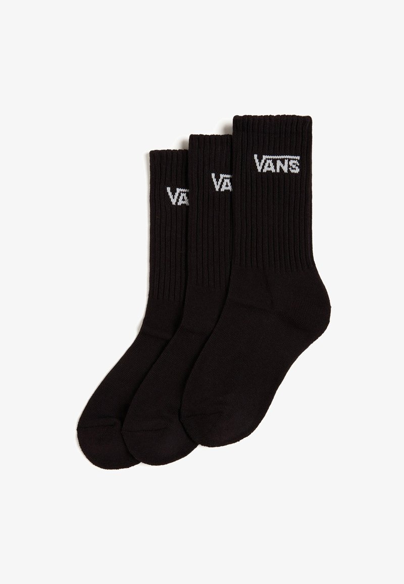 Sorte bomuldsstrømper med ribbet tekstur, med hvid "VANS" logo på kanten. Sæt med tre par.