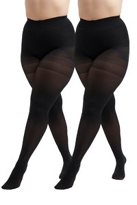 Collants opaques noirs à taille haute et sans pieds. Dotés d'une bande texturée subtile en haut et d'une finition lisse sur l'ensemble.