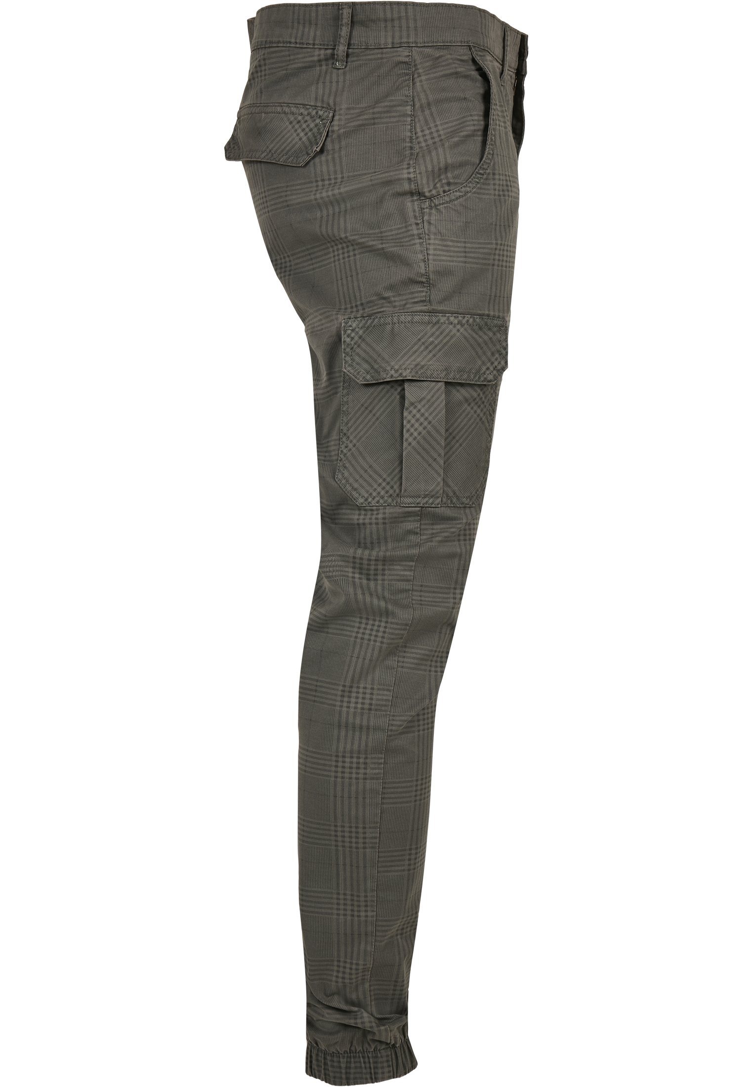 Urban Classics Herren Cargo Jogginghose – Glencheck Druck, Mid-Rise, Elastische Bündchen, Mit Cargotaschen