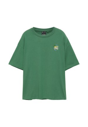 PULL&BEAR, RELAXED FIT EMBROIDERED - T-SHIRT - T-shirt print - green