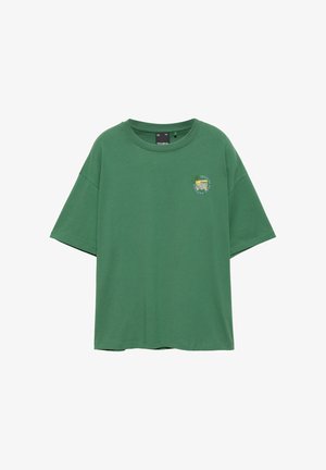 PULL&BEAR, RELAXED FIT EMBROIDERED - T-SHIRT - T-shirt print - green