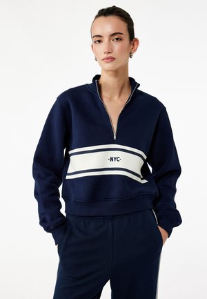 HALF ZIP CROP - Collegepaita - dark blue