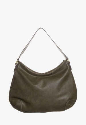 Mørkegrøn skuldertaske i læder med én rem og diskrete syningsdetaljer, lagt fladt mod en hvid baggrund.