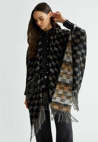 LIU JO PONCHO WITH JACQUARD LOGO - Mantella - black