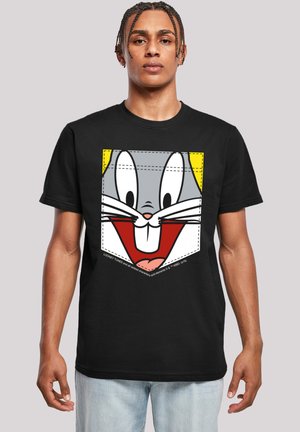 LOONEY TUNES BUGS BUNNY FACE FAUX POCKET - Print T-shirt - black