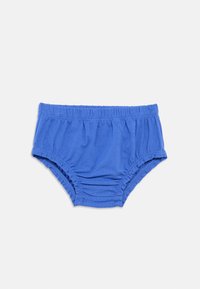 Μπλε εσώρουχο από μίγμα βαμβακιού με ελαστική μέση, με ρελιές στις πλευρές και λεία υφή.