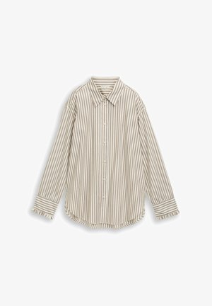 TOM TAILOR DENIM, OVERSIZE HEMDBLUSE MIT STREIFENMUSTER - Blusa - off white brown beige stripe