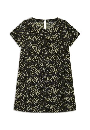 MIDI  ANIMALIER CON MANICHE CORTE - Vestido informal - green zebra animalier