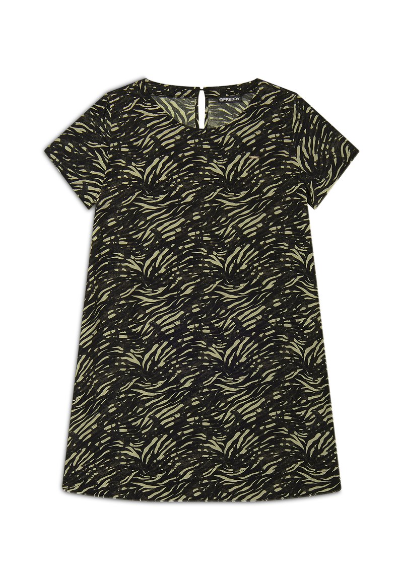 Freddy MIDI  ANIMALIER CON MANICHE CORTE - Vestido informal - green zebra animalier