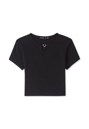 CROP CON CUORE - T-shirt con stampa - nero