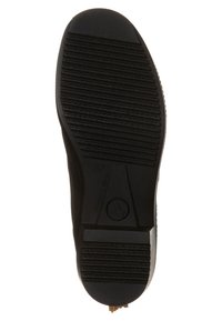 Semelle de chaussure en caoutchouc noir avec texture striée, dotée d'un capuchon lisse au niveau des orteils, taille marquée 37, et détail de logo embossé.