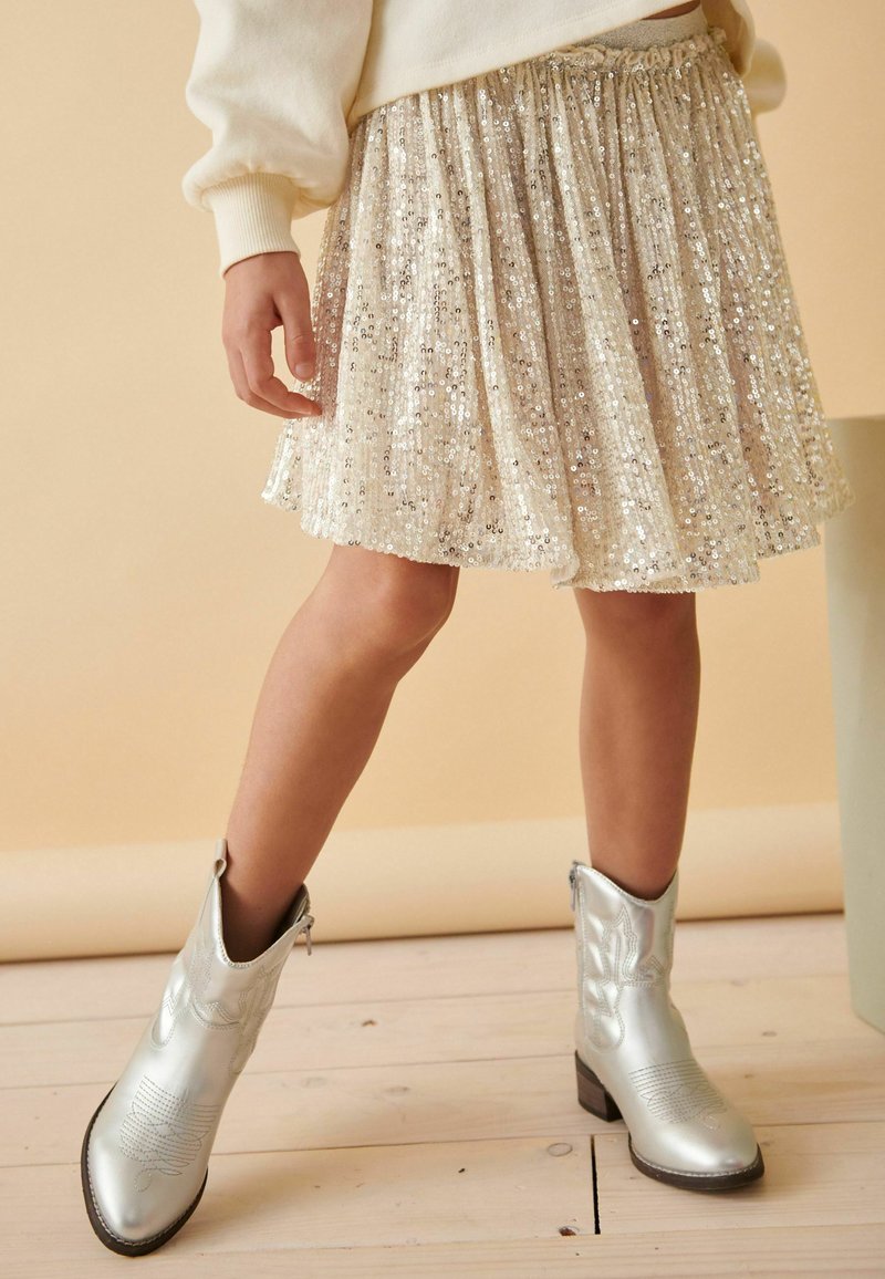 Next REGULAR FIT - Jupe trapèze - gold sequin